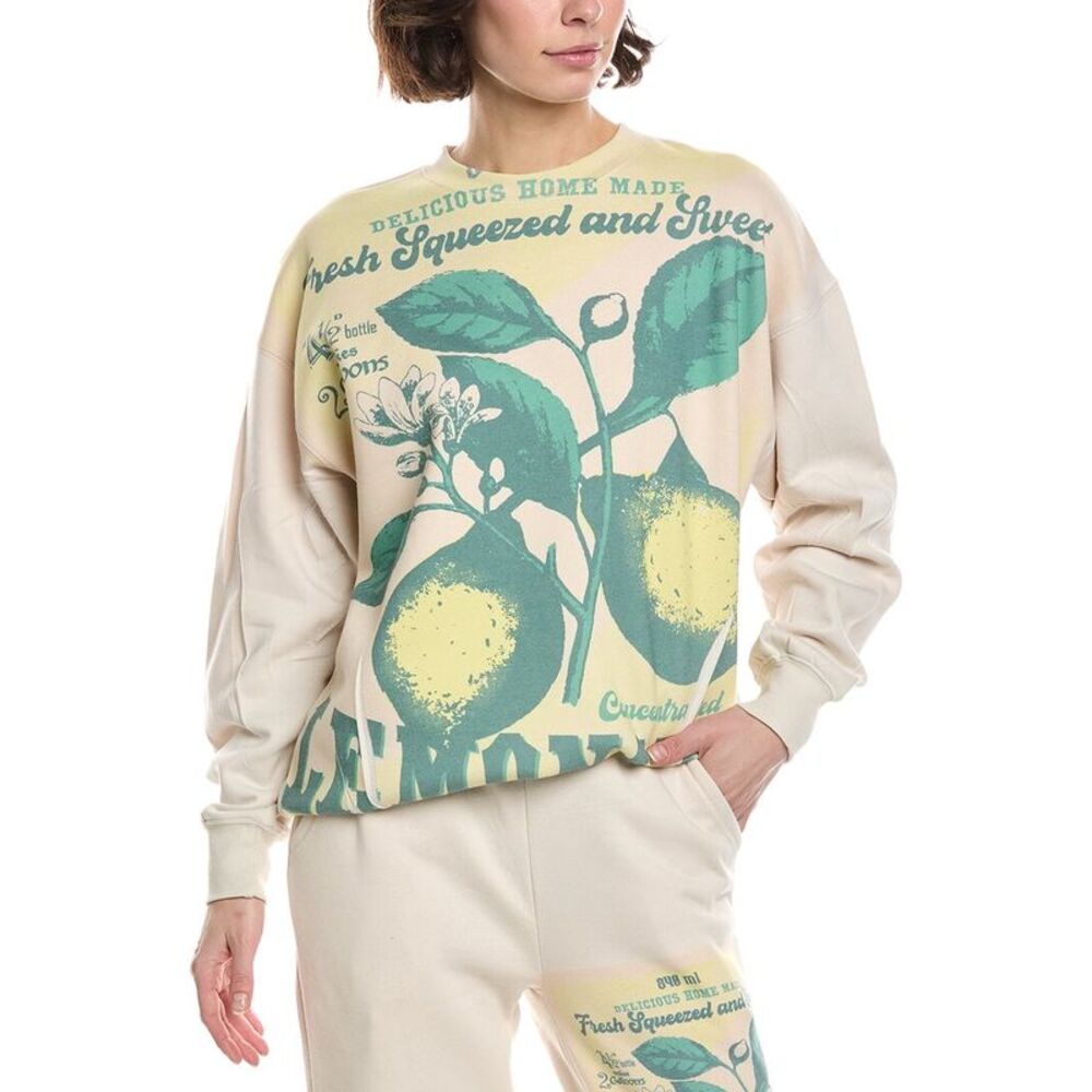 Nu Vintage Womens  Lemonade Crewneck Pullover, Beige